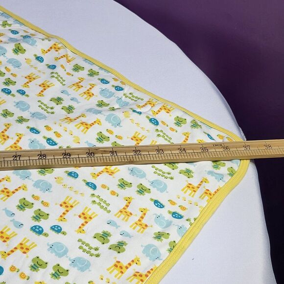 Carters I Love Hugs Safari Animals Cotton Cozy Baby Blanket Yellow Stripes 30" - Picture 3 of 6